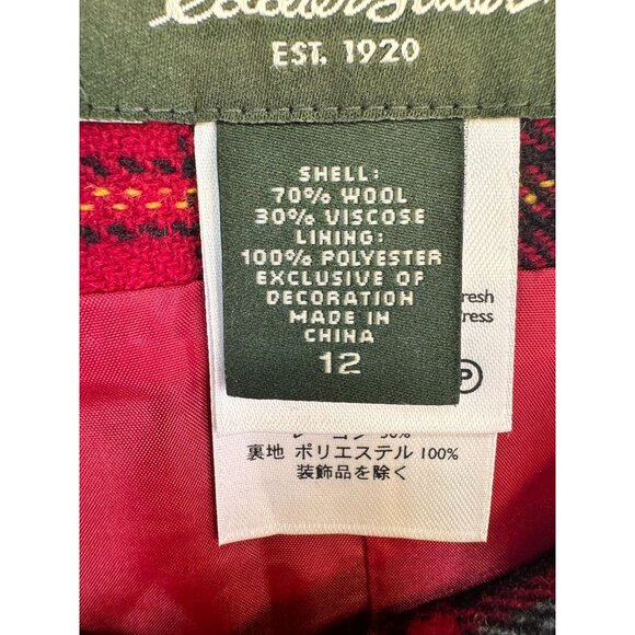 Eddie Bauer Womens Plaid Wool Blend Skirt Size 12 Red Academia - Picture 2 of 9